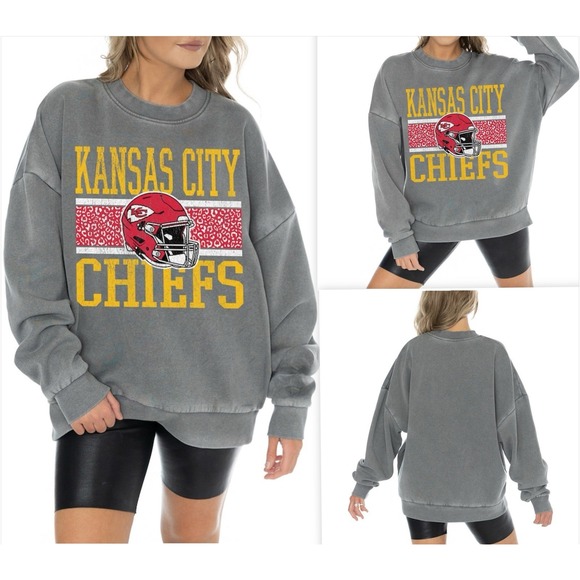 Gameday Couture Kansas City Chiefs Grey Vintage Wash Oversized Sweater M NFL - Picture 1 of 10